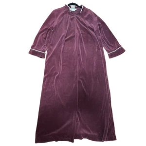 Vintage Diamond Tea Lusso Zip Accappatoio Donna Petite Borgogna Velluto Casa Cappotto - Foto 1 di 9