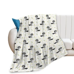 Raccoon Blanket Raccoon Throw Blanket Cozy Fleece Flannel Bedding Raccoon Gif... - Picture 1 of 7