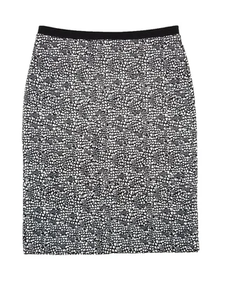 Calvin Klein Women Sz XS Black White Straight Skirt Abstract Animal Print Scuba Foto 1 de 4