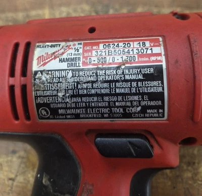 Taladro percutor de alta resistencia Milwaukee 0624-20 herramienta de 18 V 1/2 pulgada solamente Foto 1 de 4