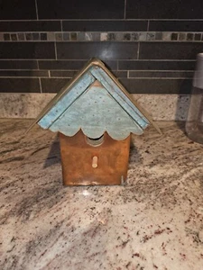 Large handmade copper birdhouse HD wrapped in copper over wood base 9w 8d 9.5t - Picture 1 of 7