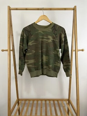 Sudadera De Colección Años 80 Camuflaje Militar Suave Raglán Cuello Redondo Talla M EE. UU. Foto 1 de 3