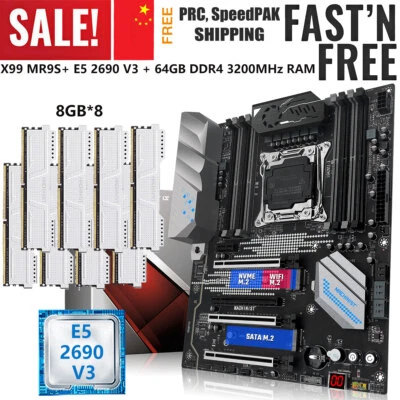 X99 Motherboard LGA 2011-3 + Xeon E5 2690 V3 CPU 64GB DDR4 3200MHz RAM M.2 Slot - Image 1 of 4