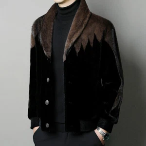 Mink Coat Men Winter Fashionable Thickened Mink Fur Business Casual Warm Jacket - Picture 1 of 9