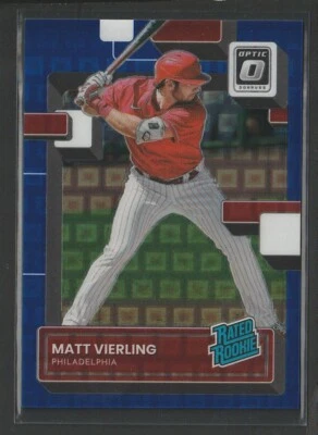 2022 Donruss Optic Matt Vierling Rookie #85 Pandora Blue Prizm Phillies #/99 RC - Image 1 of 2
