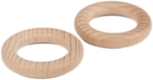 2 Stück Natur Holzringe, 5,5 cm mit 3,2 cm Loch, Rund, für Basteln Makramee Serv - Bild 1 von 3