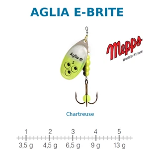 Aglia E-Brite MEPPS Plata / Chartreuse Tamaño 3 Peso 6,5 G UV Sensible Nuevo - Imagen 1 de 1