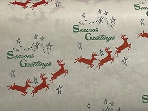 Vintage Weihnachten Geschenkpapier Geschenkpapier Rentier Sterne Nos 36” x 15” - Bild 1 von 3