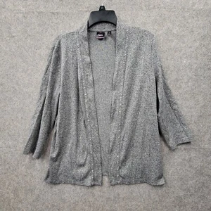 Rafaella Womens Gray Cardigan Knit Sweater Size L 3/4 Sleeve Studded - Picture 1 of 9