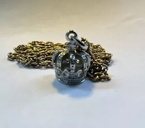 Prinzessin Königin Krone Tiara Strass Juweliert Anhänger Silber Halskette Gold - Bild 1 von 3