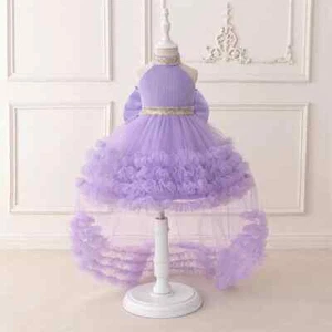 Children Princess Mesh Chiffon Party Dress Girl Birthday Party Flower Girl Gown - Picture 1 of 23