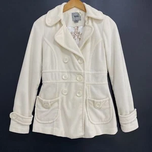 XXI Pea Coat Womens Small White Long Sleeve Jacket Pockets Buttons - Picture 1 of 9