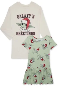 Star Wars Mandalorian Baby Yoda Grogu Girls Christmas Dresses 2-pack XS (4/5) - Picture 1 of 4