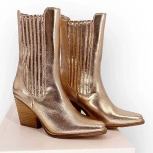Chinese Laundry NIB Cali Metallic Rose Gold High Ankle Boot - size 7.5 Cowgirl - Picture 1 of 9