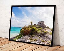 Tulum Ruins Beach View Framed Print, Canvas, Poster | Mexico | Aztec | Mayan