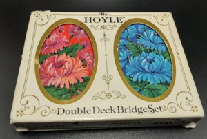 Juego de puente vintage Hoyle de doble cubierta crisantemo floral - Imagen 1 de 3