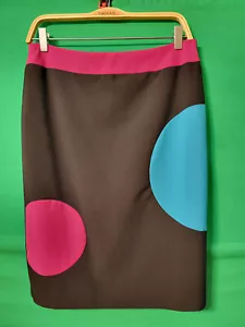 Falda Lápiz Worthington Bold Puntos Negro Brillante Rosa Azul Forrada Talla 10 - Imagen 1 de 15