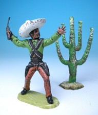 CROMOPLASTO xiloplasto MESSICANO Soldatino pvc anni '70 + cactus