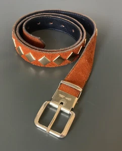 Gutos West Germany Wildleder Gürtel braun mit Metallakzenten Metallschnalle Vintage Boho - Bild 1 von 11