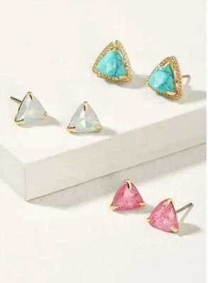Stella & Dot DELICATE SOMMERVILLE HALO STUD Earrings 3 Pairs Gold Versatile BNIB - Photo 1/4