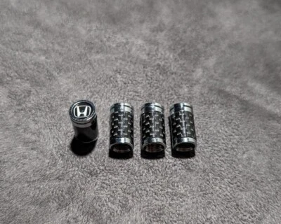 Carbon Fiber Honda Logo Emblem Car Wheels Tire Air Valve Caps Stem Cover - Image 1 of 3