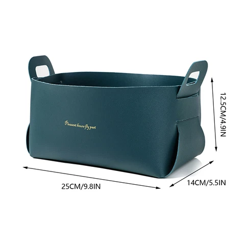 Cutelife PU Leather Portable Organizer Basket Kitchen Folding Picnic Basket Cover