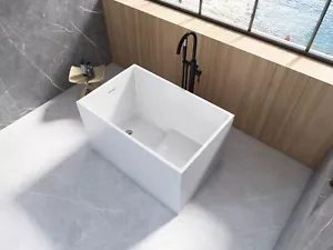 43'' Acrylic Freestanding Bathtub Deep Soaking Tub with seat - Picture 1 of 12