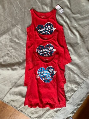 GIRLS - 3pc TRIPLETS lot sz 4 NWT TOUGHSKINS tank top shirts, red, blue - Image 1 of 3