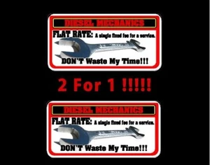 2 Diesel Mechanics FLAT RATE Decals 2x4 inches for Matco tool box cart - Picture 1 of 1