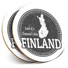 2 x Coasters bw - Finland Map Travel Stamp Holiday  #40043