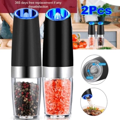 2 Pack Gravity Electric Salt and Pepper Grinder Mill Shaker Adjustable Automatic - Image 1 of 4