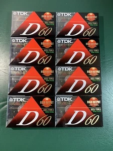 TDK | D60 | Blank Cassette Tapes | IECI/ Type I | High Output | Lot of 8 | New - Picture 1 of 2