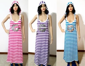 Camiseta sin mangas a rayas vestido sin mangas con capucha talla única - Imagen 1 de 14