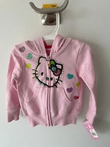 NEW w/ TAGS Hello Kitty Hoodie Jacket Size 12M Pink Glitter Hearts Baby Infant - Picture 1 of 4