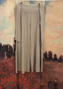 Tiered Ruffle Wide Leg Palazzo Pants M Tie Lagenlook Coastal Comfy Linen NWT - Picture 1 of 12