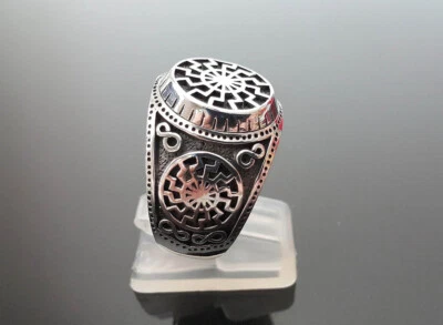 Sun Wheel Ring 925 STERLING SILVER Solar Symbol Black Sun Viking Scandinavian  - Image 1 of 4