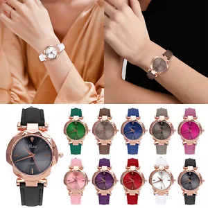 Leather Wristwatch Casual Watch Analog Crystal Women Fashion Quartz Watch - Picture 1 of 48