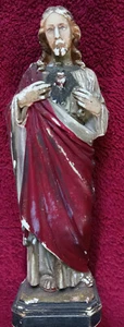Vintage Rare DSR religious statues chalkware Sacred Heart Of Jesus 12” - Picture 1 of 6