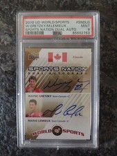 2010 WORLD OF SPORTS WAYNE GRETZKY MARIO LEMIEUX DUAL AUTO 22/25 PSA 9 POP 1