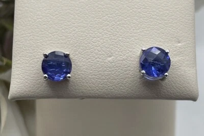 Sterling Silver 6mm Lab Created Blue Spinel Stud Earrings - Image 1 of 4