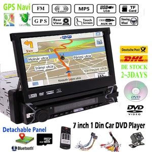 7"HD Autoradio GPS Navi Touch Screen 1Din Bluetooth Stereo DVD/CD/MP5 Player AUX - Bild 1 von 8