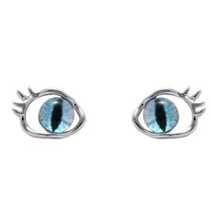 925 Silver Stick Cute Earring Demon Blue Eyes Stud Tiny Fairy Colorful Gift - Picture 1 of 5