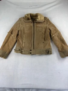 Black Rivet Womens Tan Suede faux Fur Leather Zip Jacket Large - Picture 1 of 13