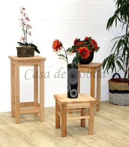 Beistelltisch 3teilig ANTON Kernbuche massiv geölt Blumentische Blumen-hocker - Bild 1 von 6