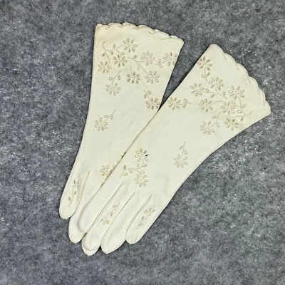 Guantes de cuero cosidos con ojales Crescendoe Zepnyr a medida talla 6,5 años 50 vintage  Foto 1 de 4