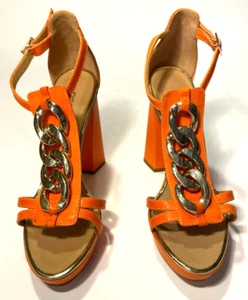 DSQUARED2 - Vero Cuoio Woman Sandal Sz 38.5EU /8 US - Orange - Picture 1 of 9