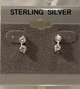 Sterling Silver Solitaire Earrings - 925 Silver Earrings - Imagen 1 de 4