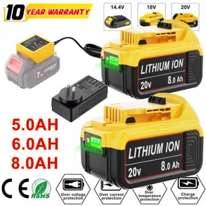 For DeWalt 20V 20 Volt Max 5.0/6.0/8.0AH Lithium Ion Battery DCB200-2 or Charger - Picture 1 of 24