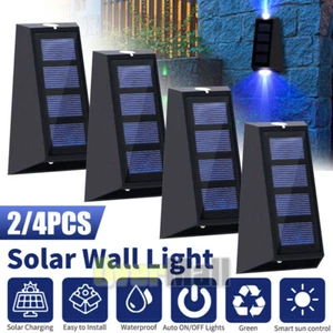 2/4 Pack Solar Powered Door Fence Wall Lights Led Outdoor Garden Lamp Waterproof - Picture 1 of 36