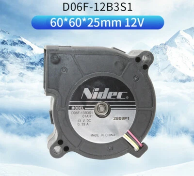 Nidec 6cm D06F-12B3S1 6025 12V 0.33A Centrifugal Fan Turbo Blower - Image 1 of 4